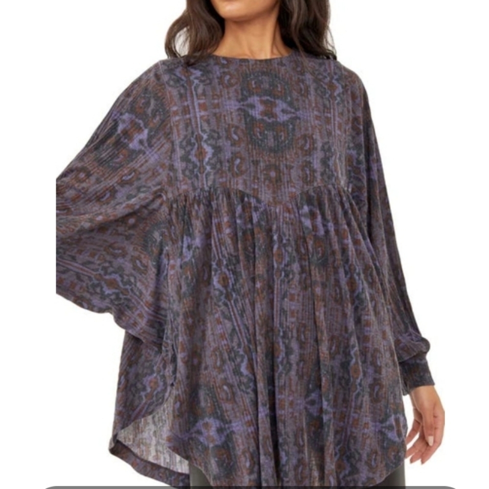 Free‎ People Oversized Purple Tunic Top Size XS